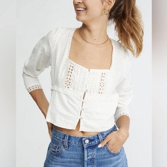 Free People Tops - FREE People white joi blouse xs